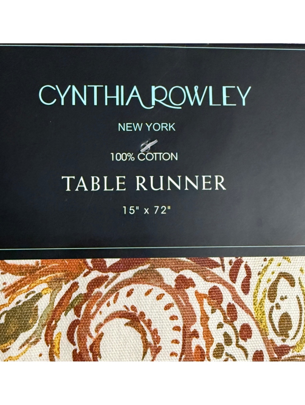 Cynthia Rowley Boho Table Runner  15”x 72” Paisley 100% Cotton Fall